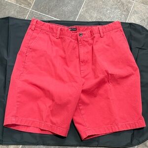 Nautica Men's Vibrant Red Flat Front Shorts